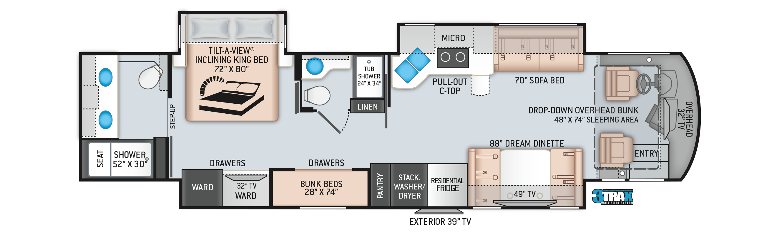 Houston RV Rental Molly Floorplan