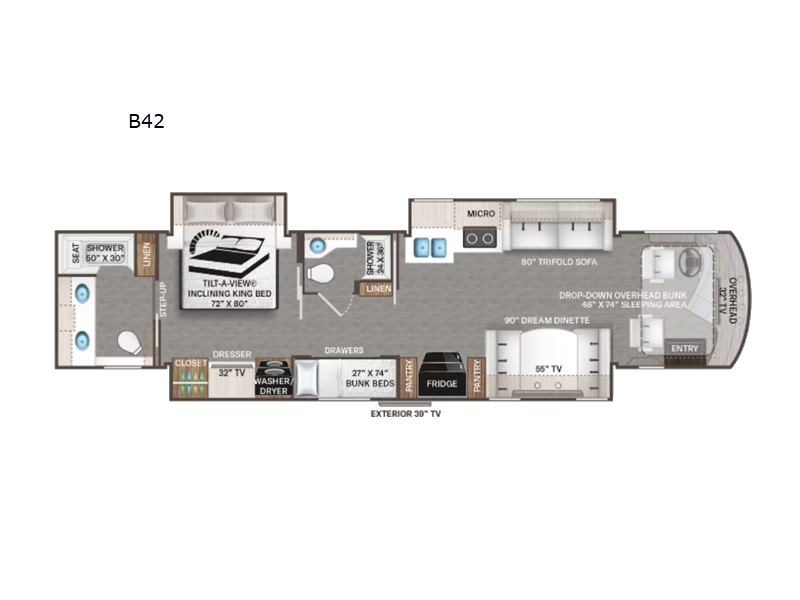 Houston RV Rental Molly Floorplan